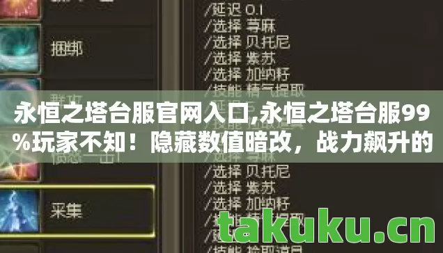 永恒之塔台服官网入口,永恒之塔台服99%玩家不知！隐藏数值暗改，战力飙升的致命陷阱！