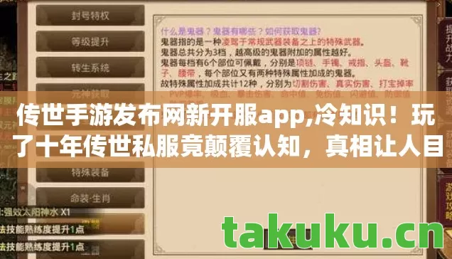 传世手游发布网新开服app,冷知识！玩了十年传世私服竟颠覆认知，真相让人目瞪口呆！